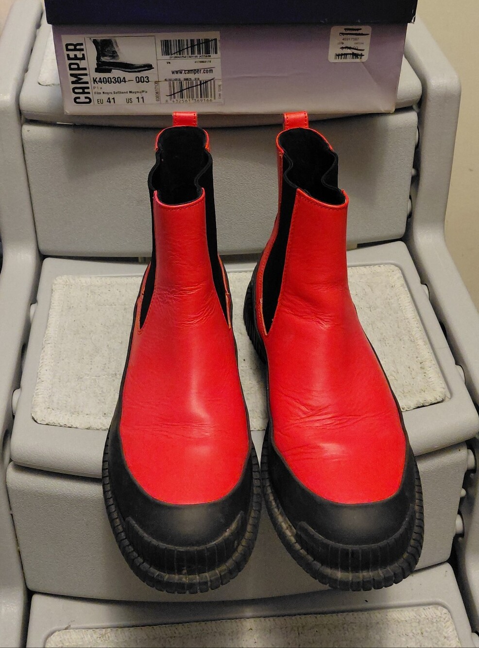 Bright Orangey Red Camper Boot Size 11